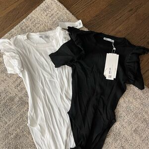 Zara Black Ribbed Top